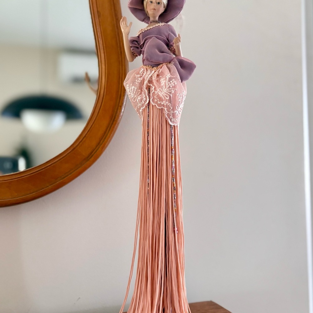 Elegant Pink and Purple Victorian Tassel Doll
